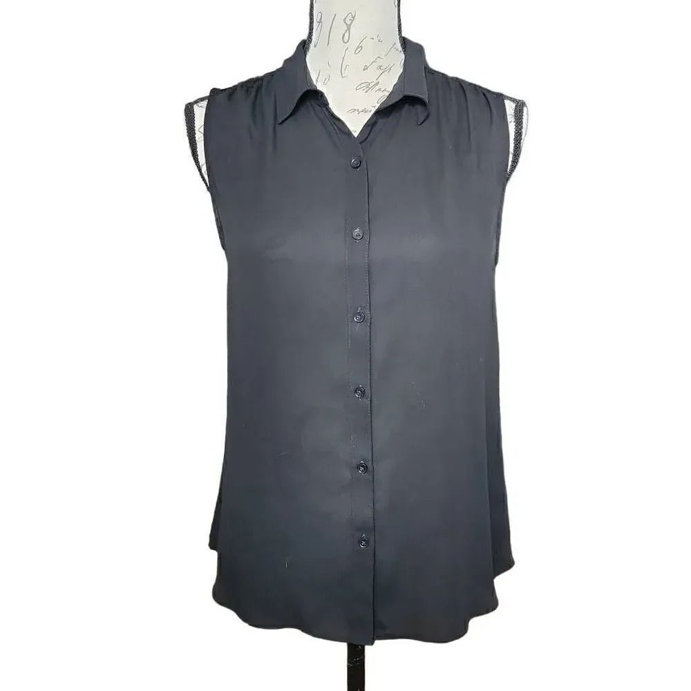 Express Women's Size Small Black Lace Yoke Back Sleeveless Sheer Blouse Tank